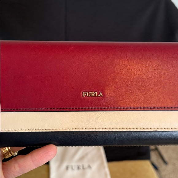 Furla Three-Tone Red, Black, and White Wallet - Picture 3 of 11